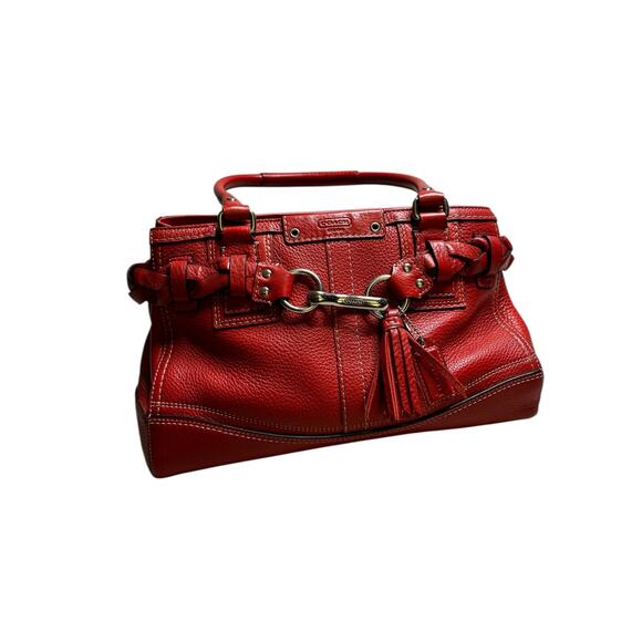 COACH Women Shoulder Bag Red F13084 Leather Tote Bag Hamptons casual / summer - Picture 11 of 12